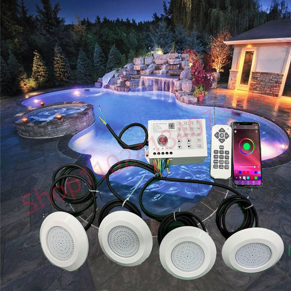 DC12V 12W Underwater Spotlight Bluetooth APP Control-Waterproof RGB LED Pool Light Fountain,Landscape,Piscina-Illuminate Pool