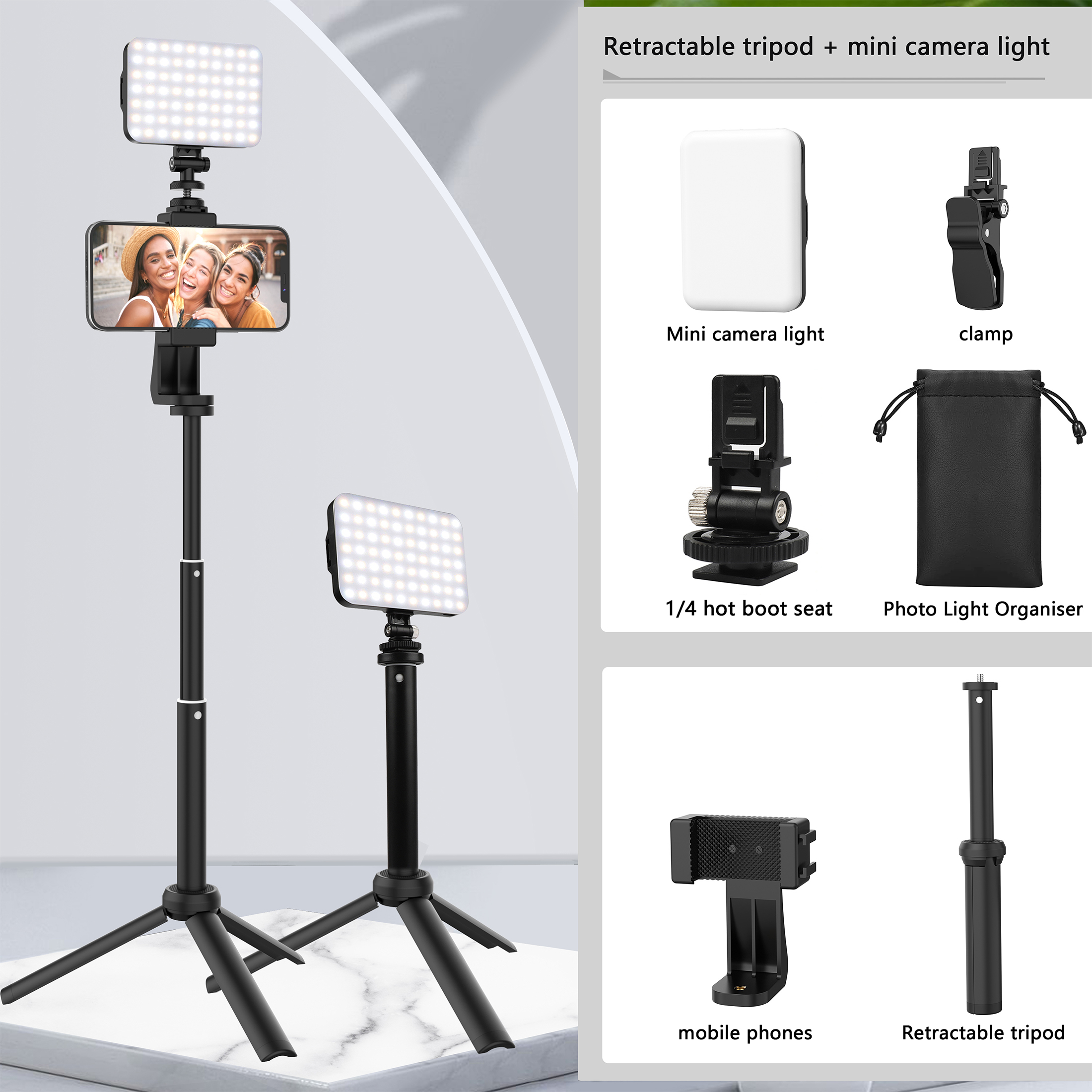 Selfie ライト クリップオン LED ライト 三脚付き ラップトップ タブレット コンピュータ 電話用 Selfie ビデオ会議 Zoom 写真 メイクアップ用