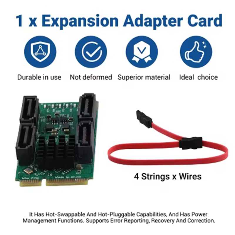 Mini PCI-E To SATA3.0 Riser Card M.2 PCI-E 2.0 Converter B+M Key Expansion Card 2/4 SATA 3.0 SSD Adapter Card