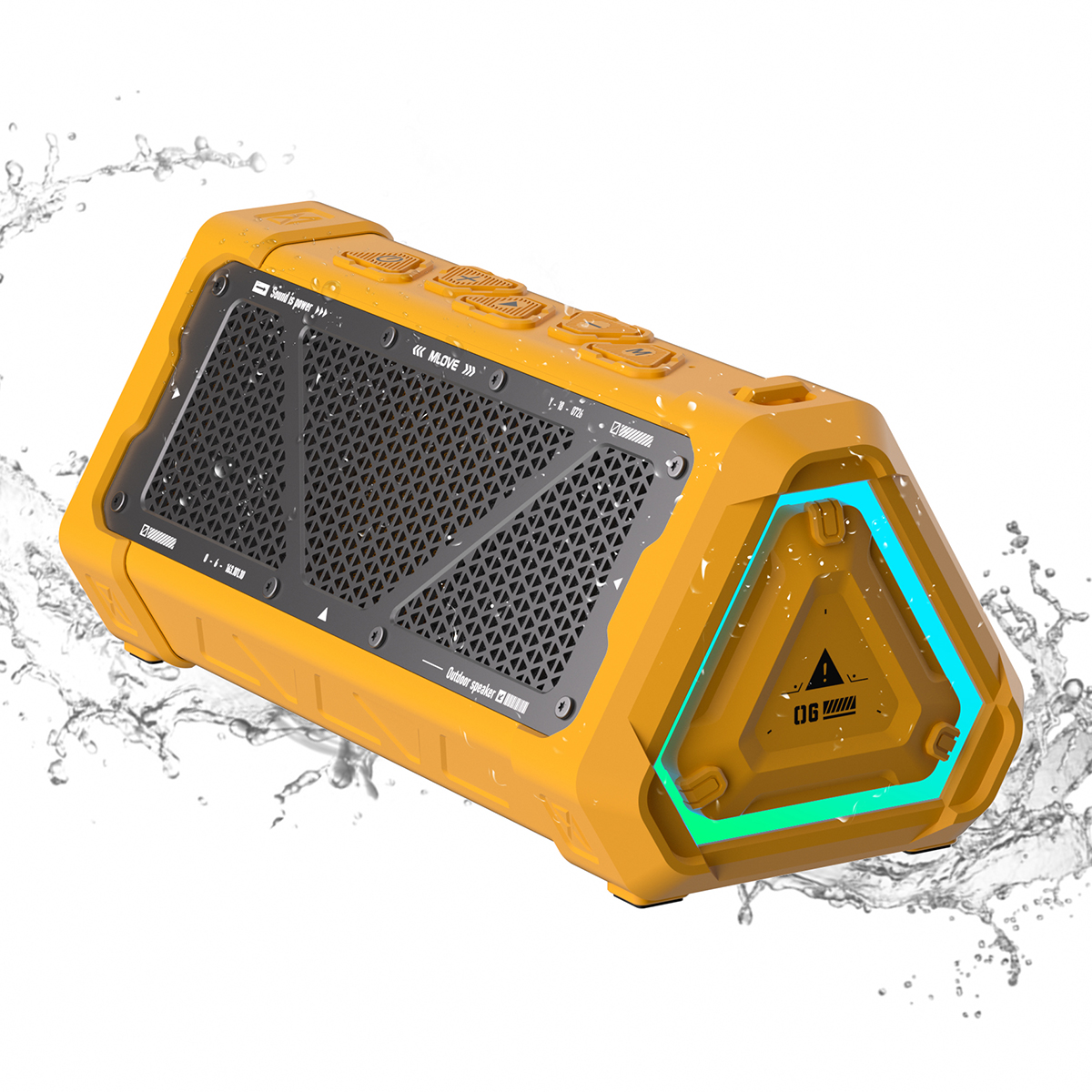 MLOVE P3 屋外 Bluetooth スピーカー、40 ワット出力 Bluetooth 5.3 スピーカー、ステレオサウンド IPX7 防水、マイクロ SD カード、RGB ライト