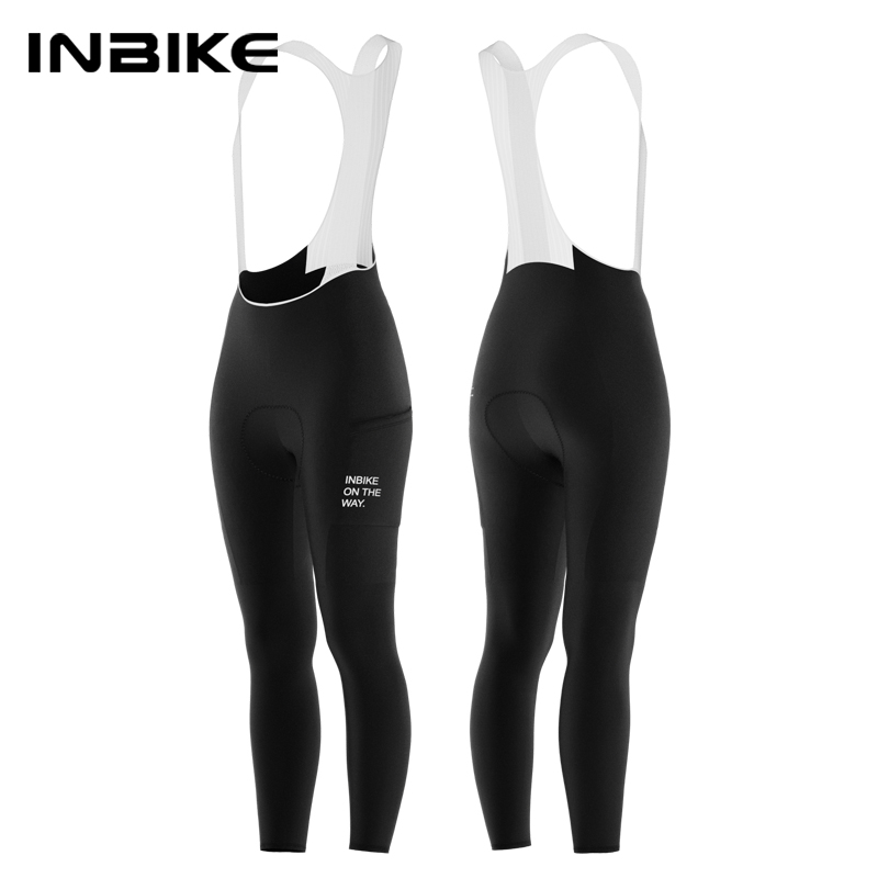 INBIKE レディース サイクリング ビブパンツ ポケット付き 春自転車タイツ ロードバイク用 プロフェッショナル 通気性 MTB サイクリング パンツ ロング