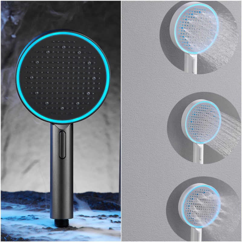 電気不要 LED シャワーヘッド高圧ポモー・ド・ドゥーシュ 3 モード調整可能なスプレー水シャワーヘッド浴室付属品