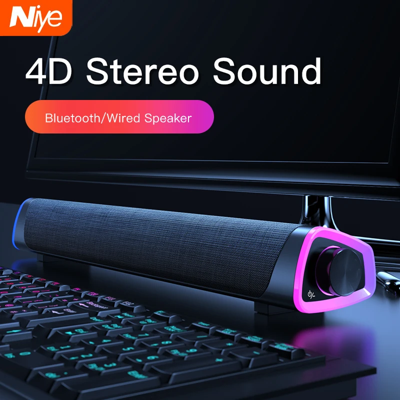 4D コンピュータスピーカーバーステレオサウンドサブウーファー Bluetooth スピーカー Macbook のラップトップノート PC 音楽プレーヤー有線スピーカー