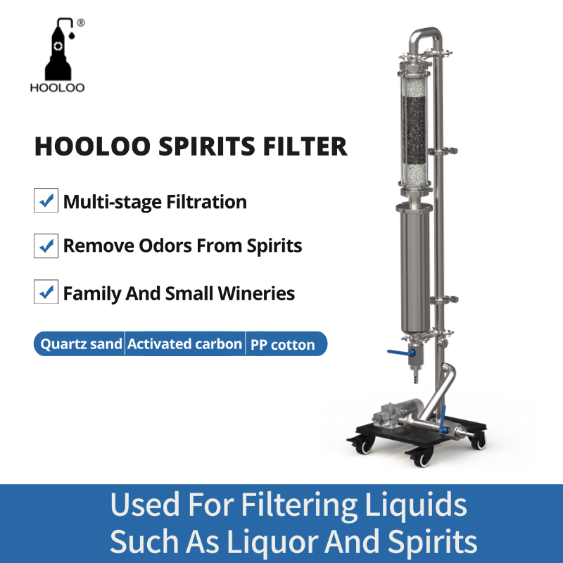 HOOLOO Home Alcohol Filter Whiskey Brandy Gin Filter Diaphragm Pump Activated Carbon Removes ,Impurities Odor, Turbidity