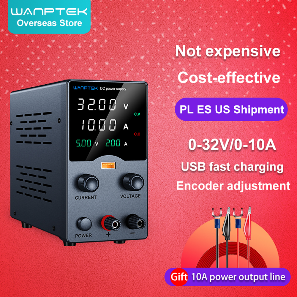 Wanptek lab DC電源調整可能USB充電ディスプレイ30V 10A電源電圧レギュレータ60V 5A 120V 3A修理用