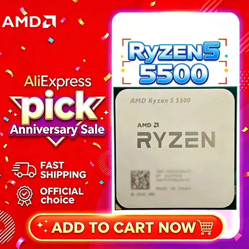 AMD Ryzen 5 5500 R5 5500 Zen3 7nm 6C12T 3.6-4.2GHz 16MB L3 ロック解除 CPU DDR4 ソケット AM4 ルースチップクーラーなし