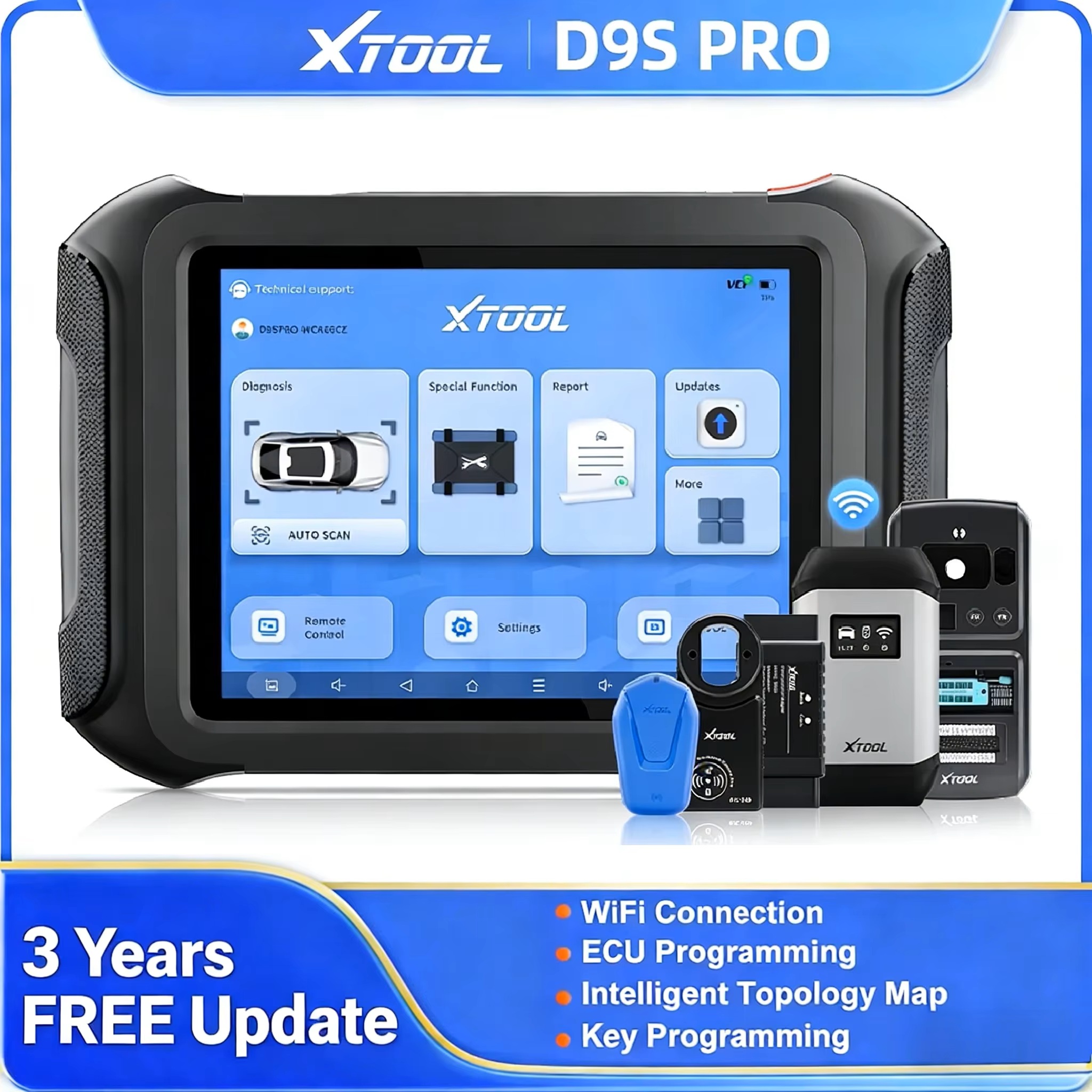XTOOL D9S PRO D9 Pro のアップグレード 車診断ツール ECU オンライン プログラマー FCA 自動認証アクティブ テスト 45 サービス CAN FD DoIP