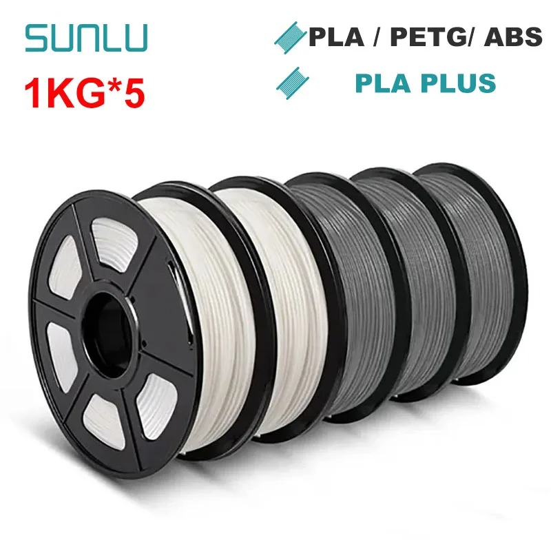 SUNLU 5 キロ 3D フィラメント PLA/PLA プラス/PETG/ABS フィラメント 1.75 ミリメートル 5 ロール 1 キロきちんと巻かれた 3D プリンタフィラメント 3D プリンタ用