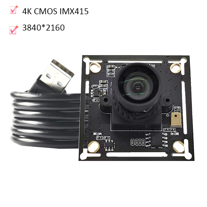 3840*2160 4K HD CMOS IMX415 95 度 USB 2.0 カメラモジュール、デジタルマイク付き 30FPS MJPEG、YUY2