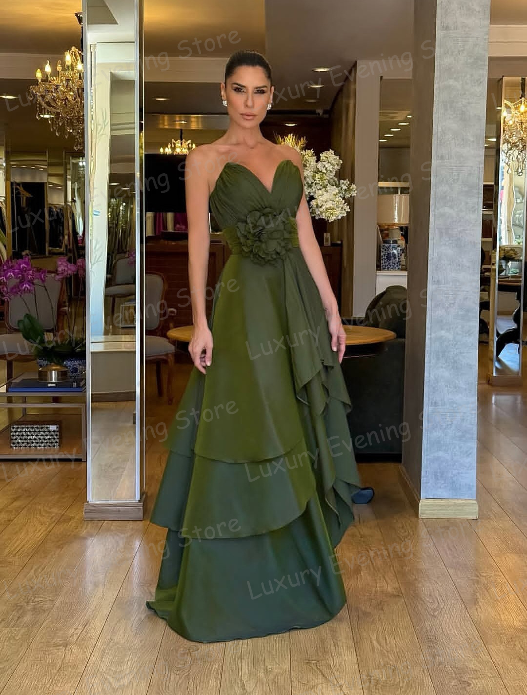 Simple Sweetheart Evening Dresses Woman's A Line Prom Gowns Sleeveless Party Fashion Tiered Customized فساتين سهرات