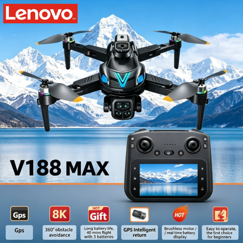 レノボ V188 GPS 折りたたみ式ドローン 8K デュアルカメラ 5G WIFI FPV ブラシレスオプティカルフロー障害物回避スクリーン RC Quadcopter ドローン