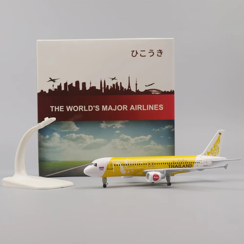 模型飛行機 A320 タイ航空イエロー 1/300 スケール金属航空機モデル w 着陸装置おもちゃ男の子子供の日のギフト