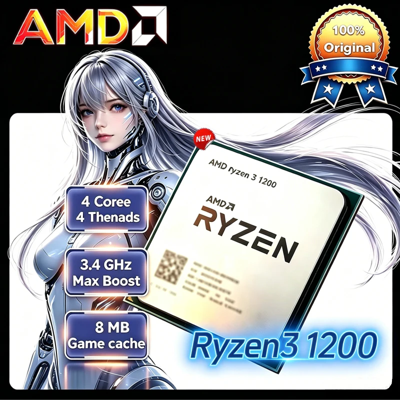 AMD Ryzen 3 1200 AMD R3 1200 CPU 4 コア 4 スレッド 3.4 GHz ロック解除デスクトップ プロセッサ ソケット AM4 ゲーミング CPU パッケージなし