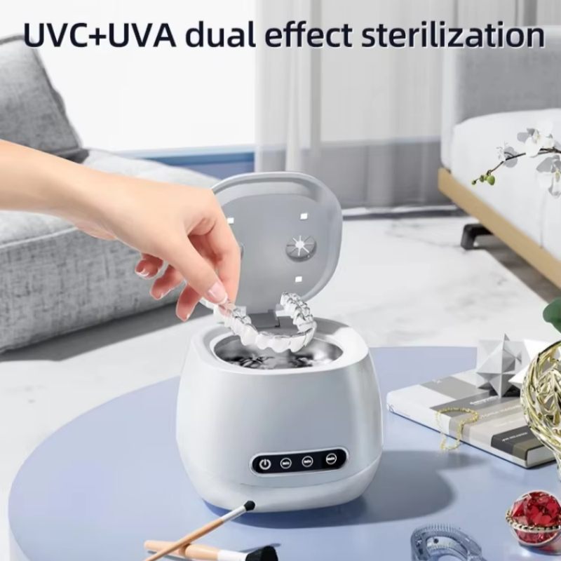 ポータブル 48KHZ 超音波入れ歯クリーナー UV 消毒剤リテーナーアライナー洗浄機 200 ミリリットル旅行ブレースポッドジュエリー