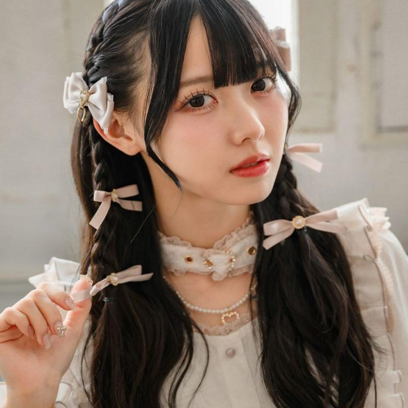 フェミニンなロリータヘアクリップヘアアクセサリーのペア甘い弓リボン韓国 Jirai 髪の装飾サイドクリップ女の子女性ヘアピン