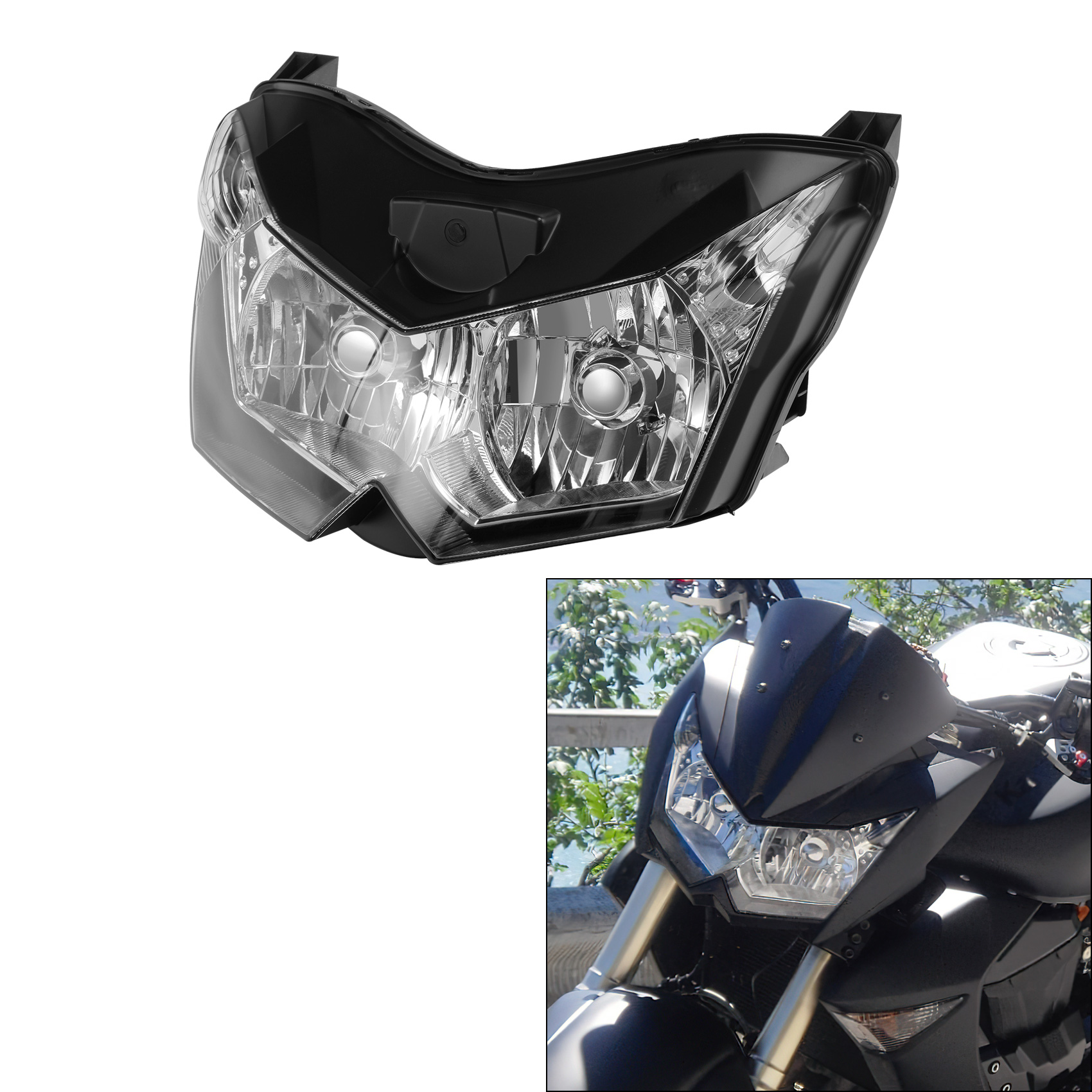 オートバイクリアヘッドライトアセンブリカワサキ Z1000 ZRT00B 2007-2009 Z750 ZR750L 2007-2010