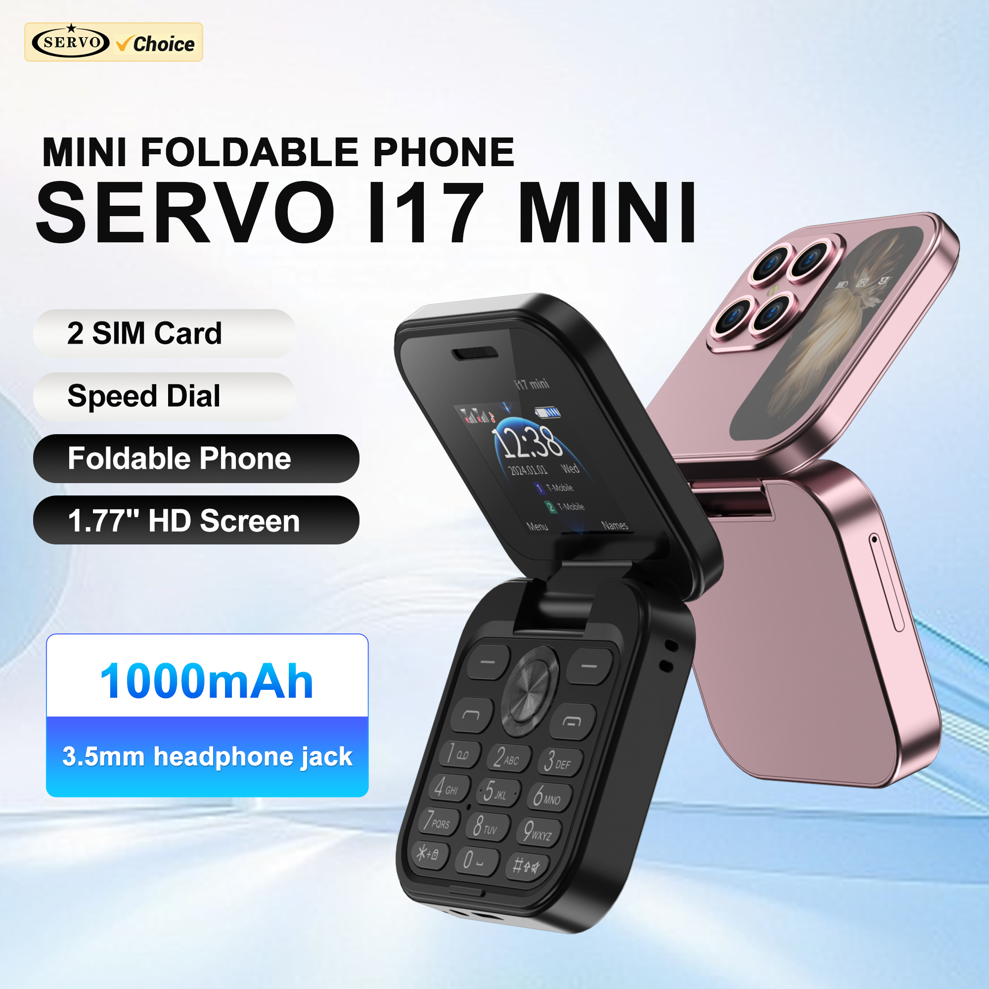 サーボ i17 ミニフリップ携帯電話 2 SIM スタンバイスピードダイヤルマジック Vioce FM ラジオ懐中電灯 2 グラム GSM 小型折りたたみボタン携帯電話
