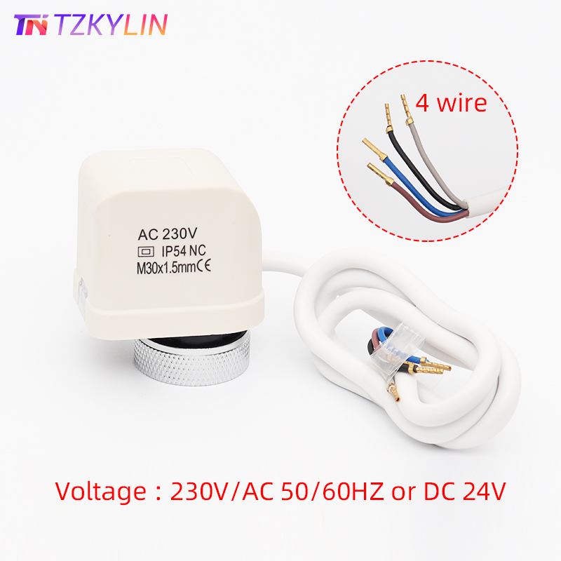 4 ワイヤサーマルアクチュエータ NC 230V AC / 24V DC 床暖房マニホールド用常閉電動アクチュエータ M30x1.5mm