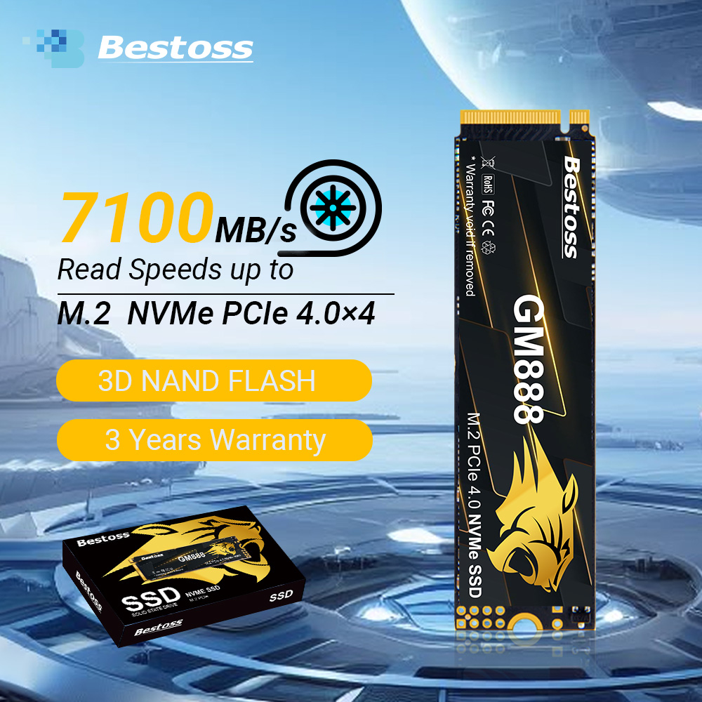 Bestoss M.2 NVMe SSD ソリッド ステート ドライブ 2280 Gen 4 PCIe 4.0x4 512GB 1TB 2TB 4TB 最大 7100 MB/s 読み取り PS5 ラップトップ デスクトップ ゲーム用