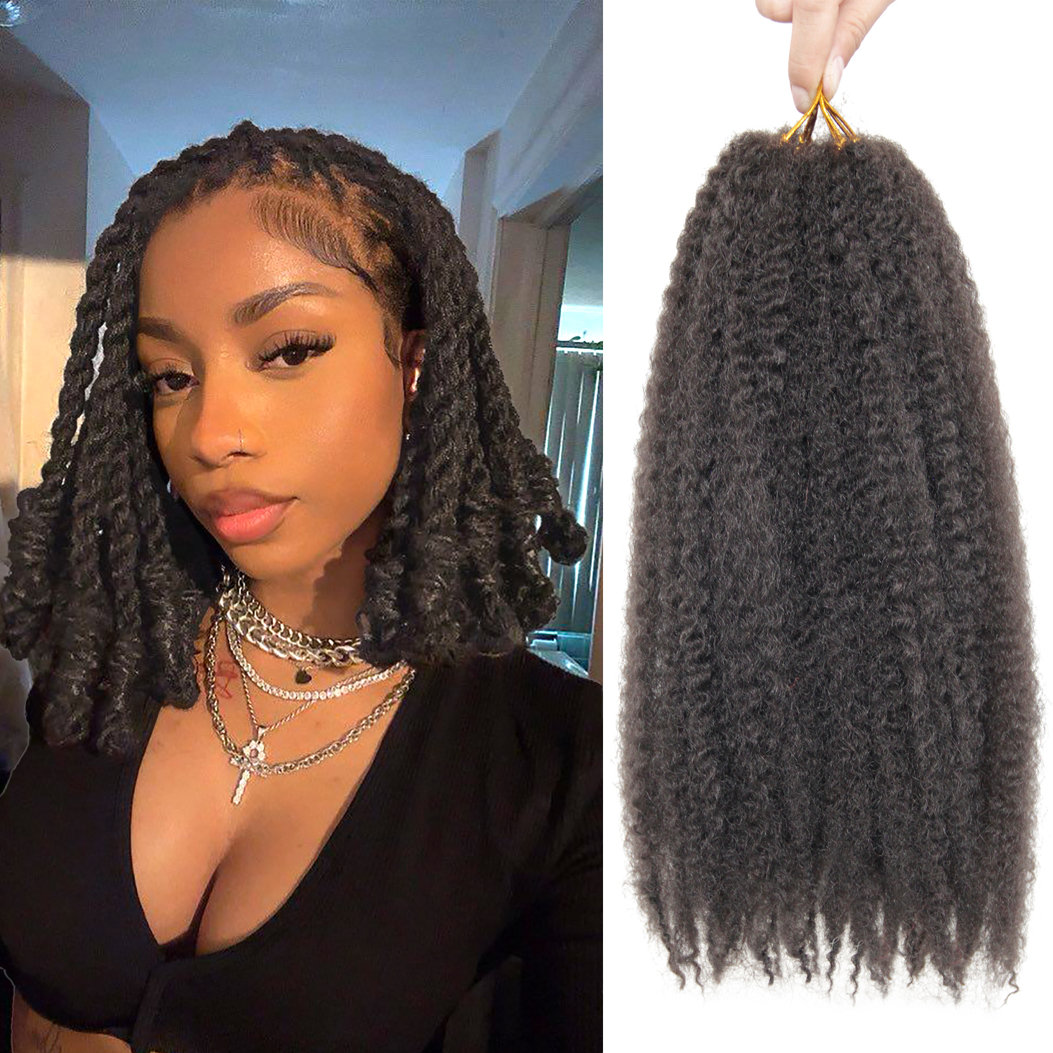 マーリーツイスト編み毛 14 インチキューバツイストヘアアフロ変態カーリーツイストかぎ針編みヘア人工毛エクステンション