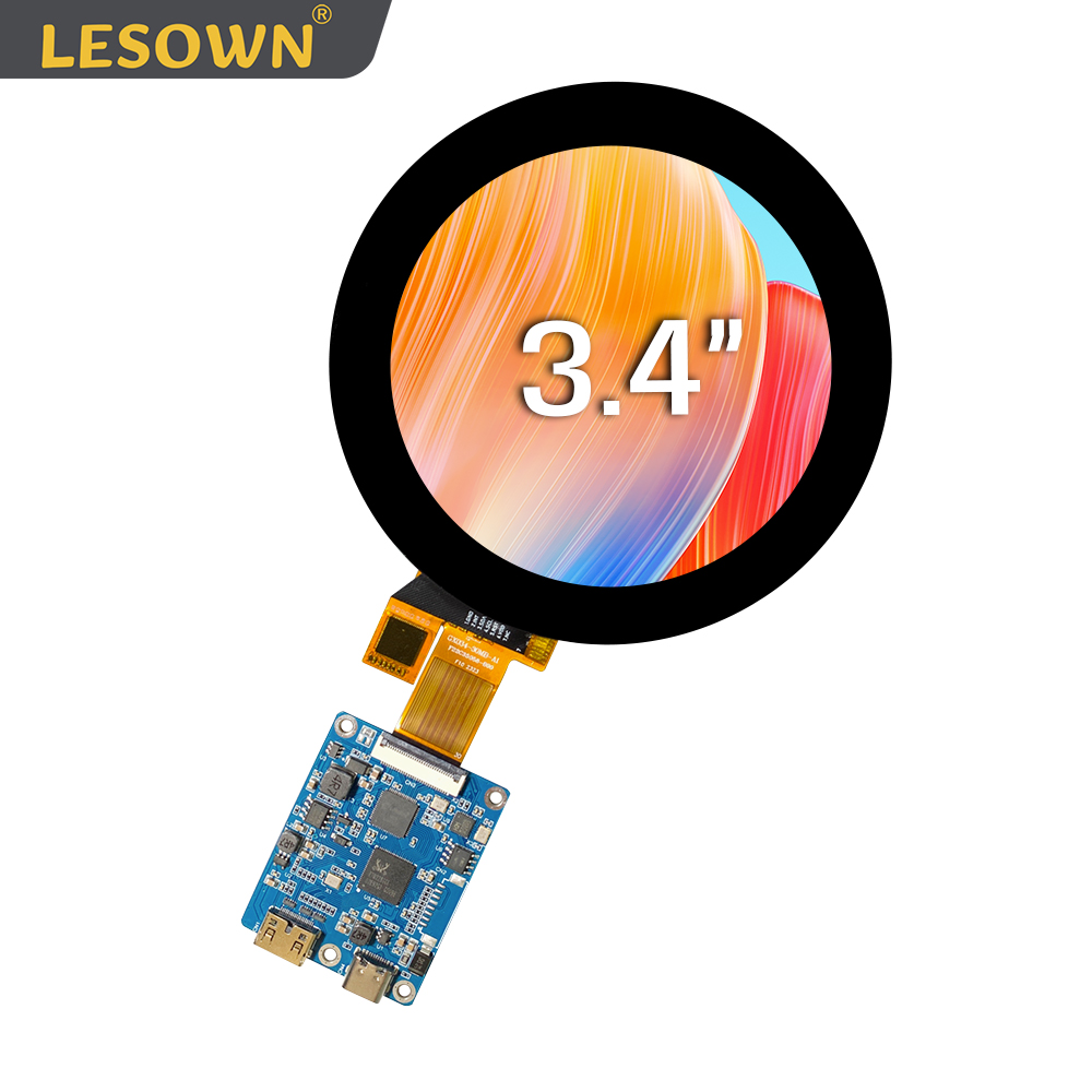 LESOWN 800x800 IPS ラウンド LCD スクリーン 3.4 インチ HDMI タイプ C フルビューイング GX-H2M30PB118 コントローラドライブボード産業用ディスプレイ