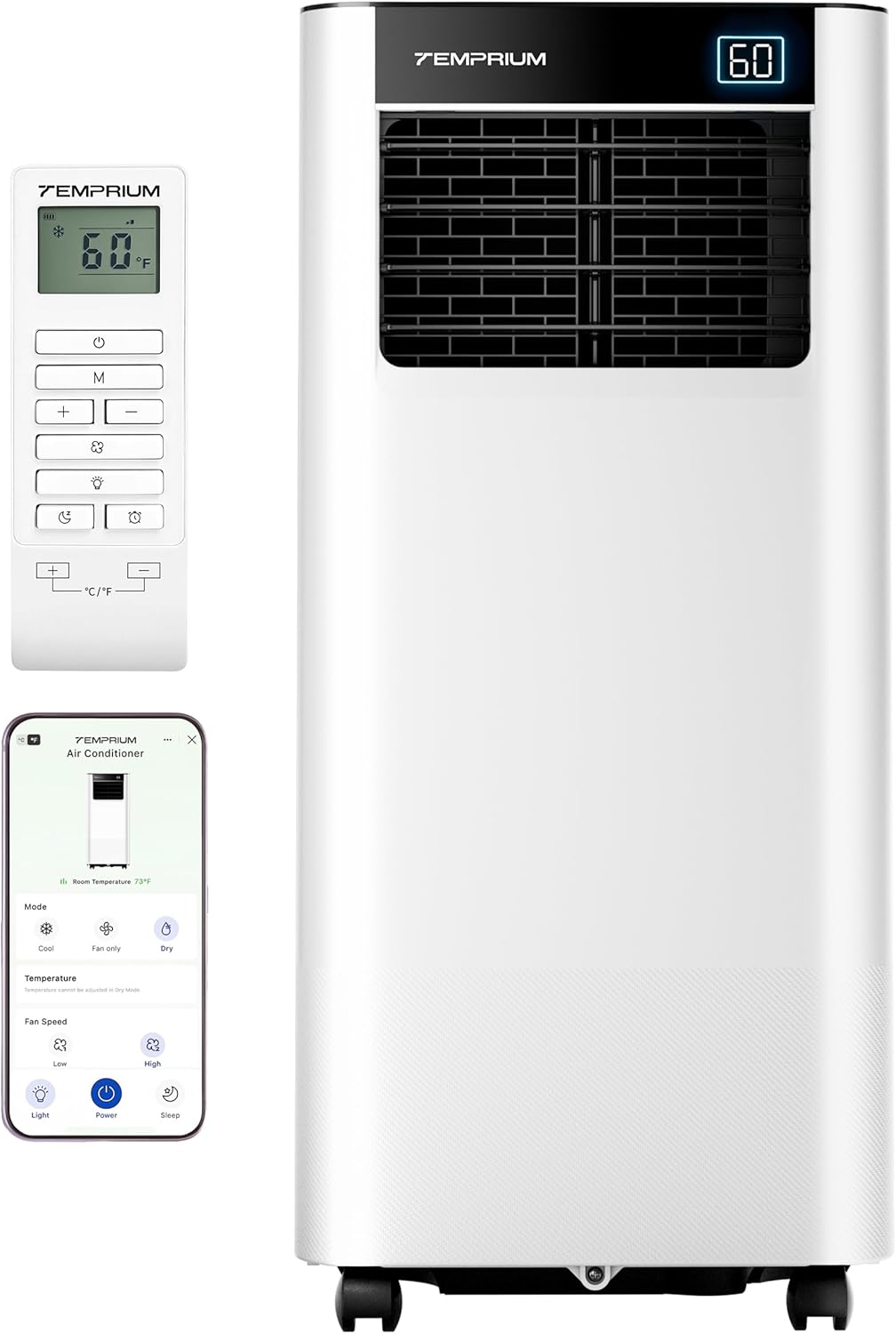 Torvani Store 8000 BTU ポータブル エアコン、最大 350 平方フィート冷却、アプリ/音声/リモコン付きスマート ポータブル AC ユニット、冷却、乾燥、ファン、スリープ モード付き 4-in-1 静かな AC ユニット、24 時間タイマー、ウィンドウ K