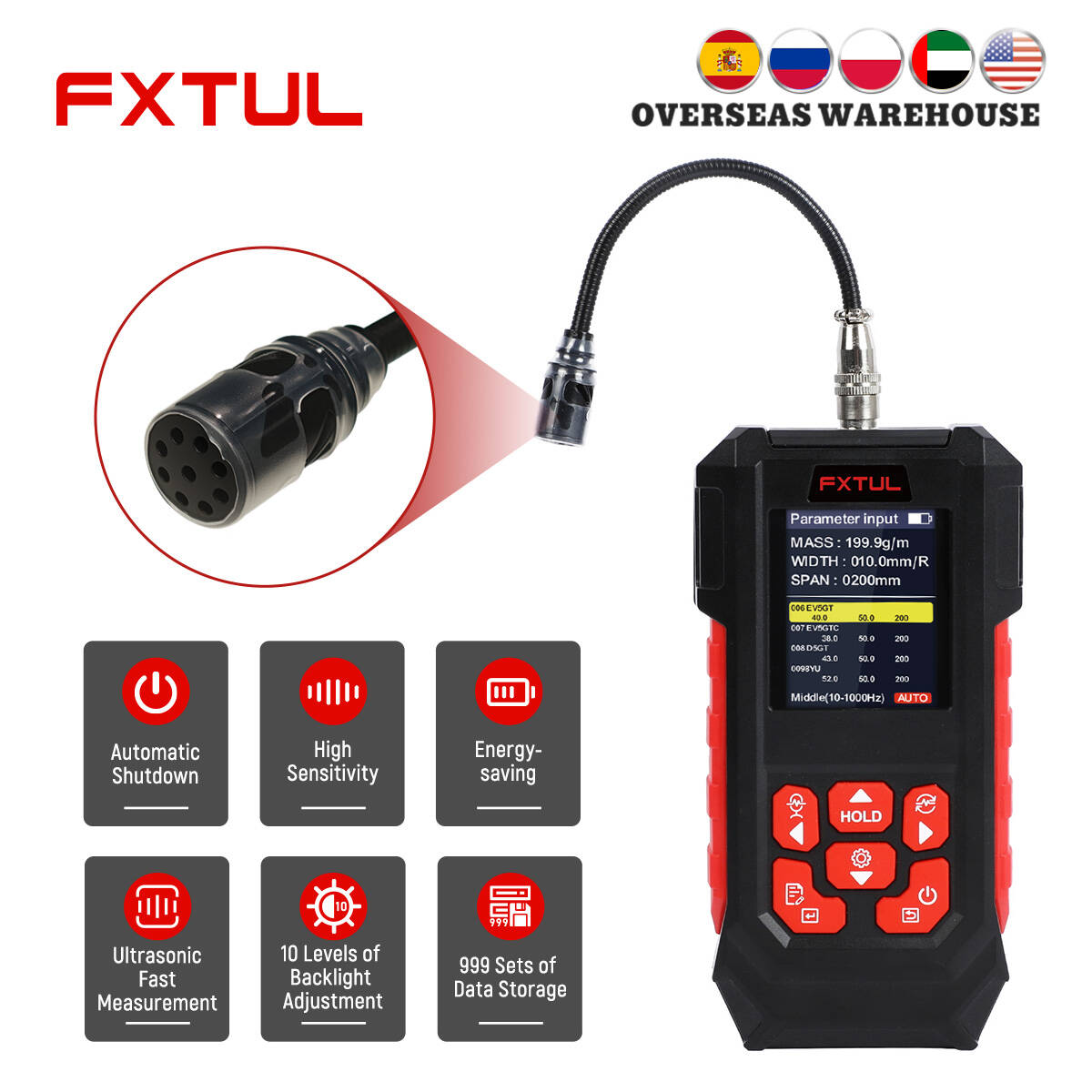 FXTUL 音波ベルト張力テスター測定範囲 10HZ-5000Hz ハンドヘルド音波ベルト張力計測定器