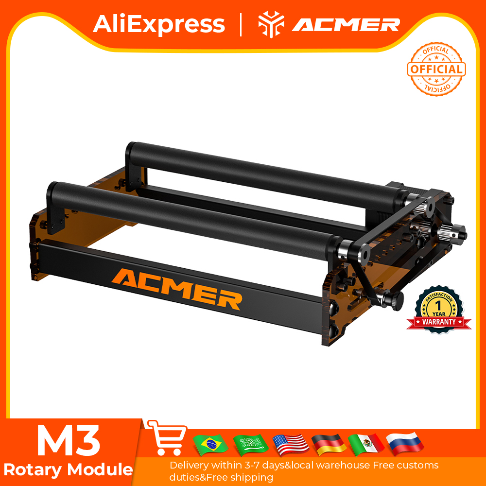 ACMER M3 レーザーロータリーローラー 360 度回転 Y 軸ロータリーローラーレーザー切断機用円筒オブジェクトの彫刻