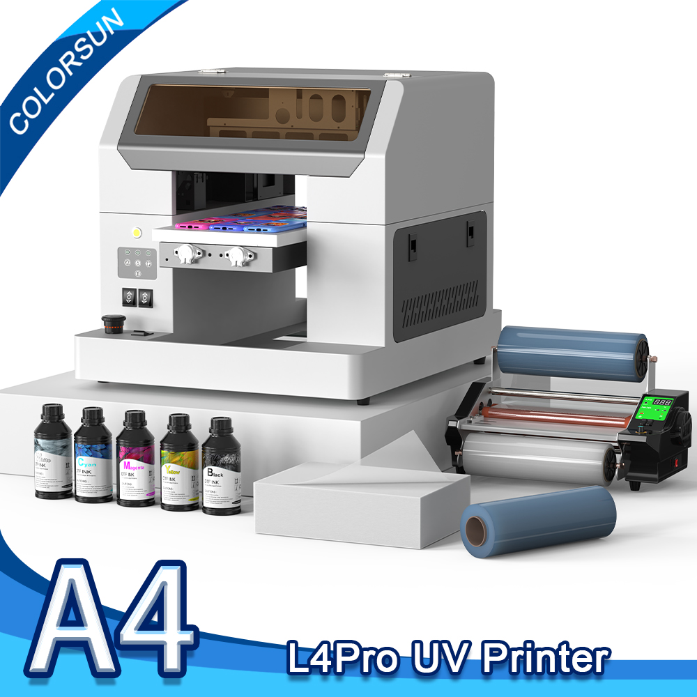 Colorsun A4 UV DTF プリンタ L805 Impresora A4 UV フラットベッド プリンタ機 電話ケース用 A4 UV プリンタ アクリル シリンダー ボトル