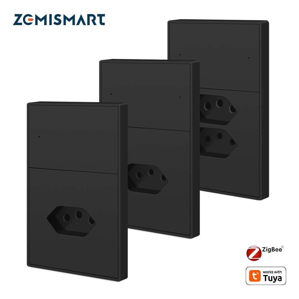 Zemismart Zigbee ブラジルソケット 10A/20A プラグライトスイッチ付き Tomadas Brasileiras M1/M6 ハブ経由 Tuya Homekit APP で動作