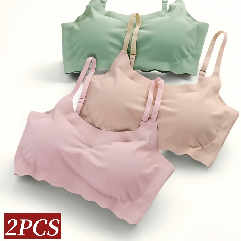 2 ピース/セットアイスシルクシームレスプッシュアップブラジャー女性波裾快適 Bralette 日常下着取り外し可能なパッドセクシーなランジェリー S-XXL