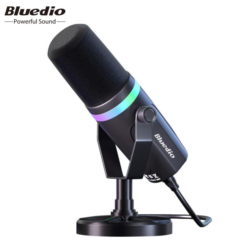 Bluedio S3000 USB/XLR ダイナミックマイク ヘッドフォンジャック/RGB/ミキサー用ミュート PC ゲーム録音ストリーミング PS5/4 AmpliGame