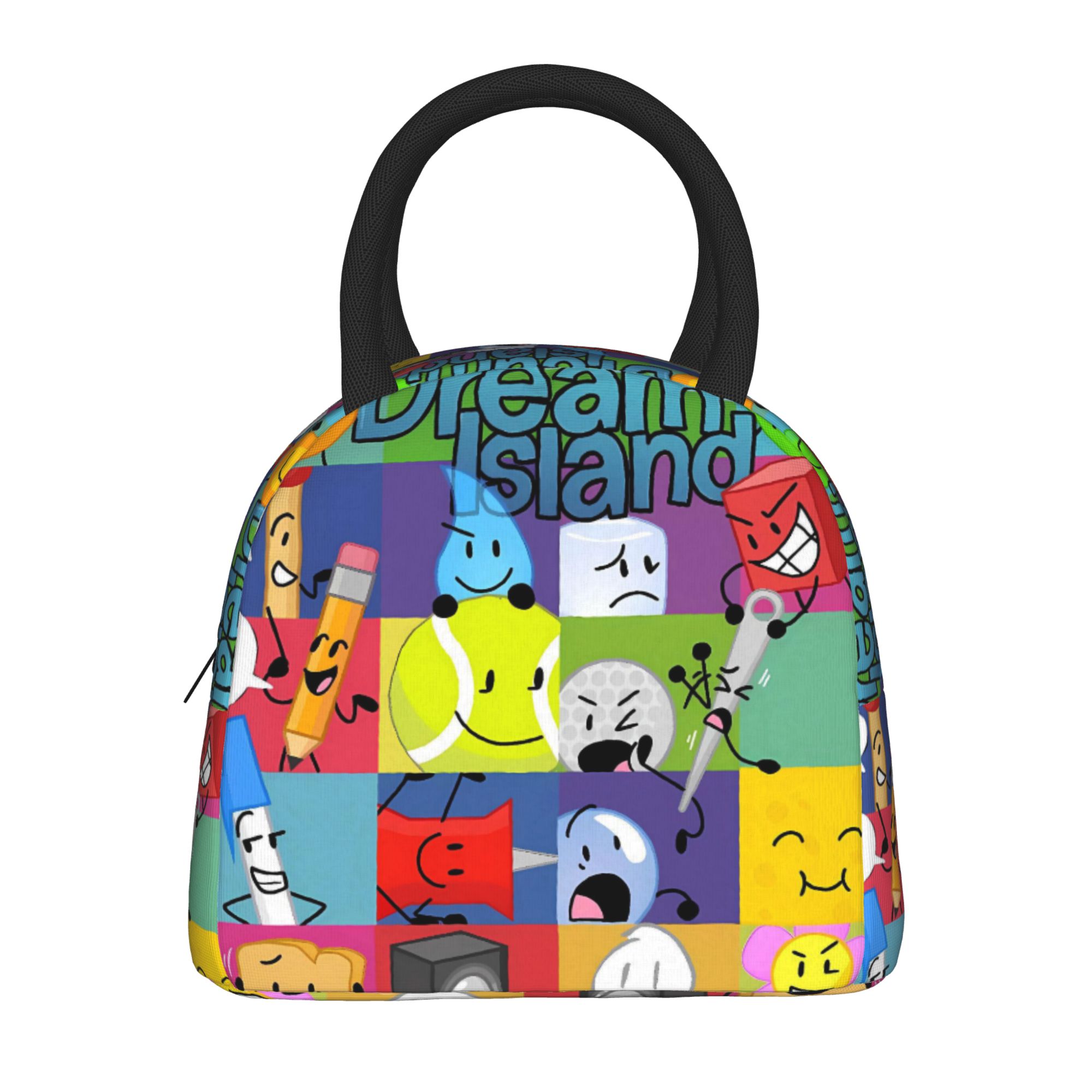 BFDI すべてのキャラクターランチバッグカジュアルランチボックス女性旅行ポータブルジッパークーラーバッグ防水プリントサーマルランチバッグ
