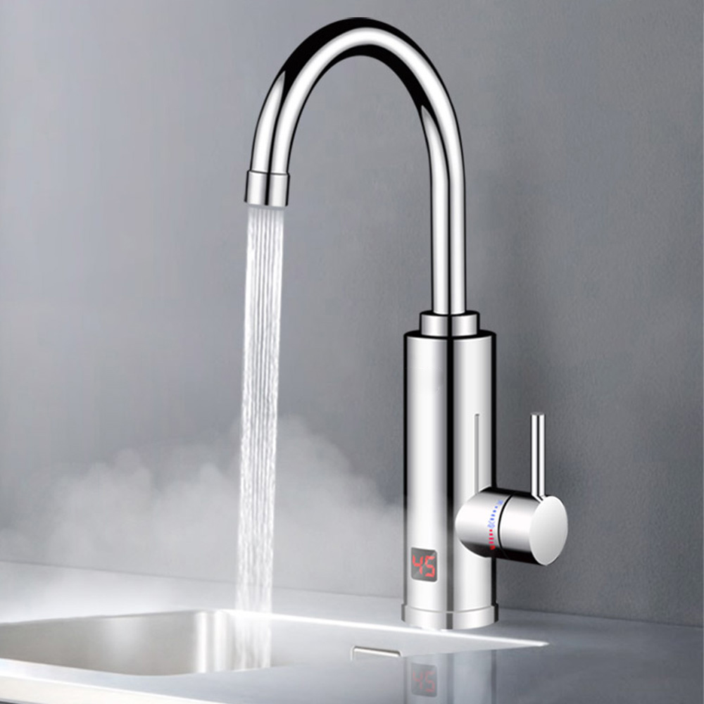 3000 ワット電気温水器浴室キッチン蛇口タンクレス給湯器タップ流れる電気蛇口温度表示付き