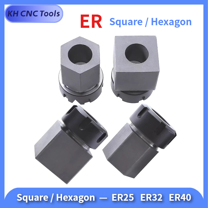 角/六角工具セット ER25 ER32 ER40 角/六角フライス加工コレット変換 交換可能な延長ロッド スプライスねじ