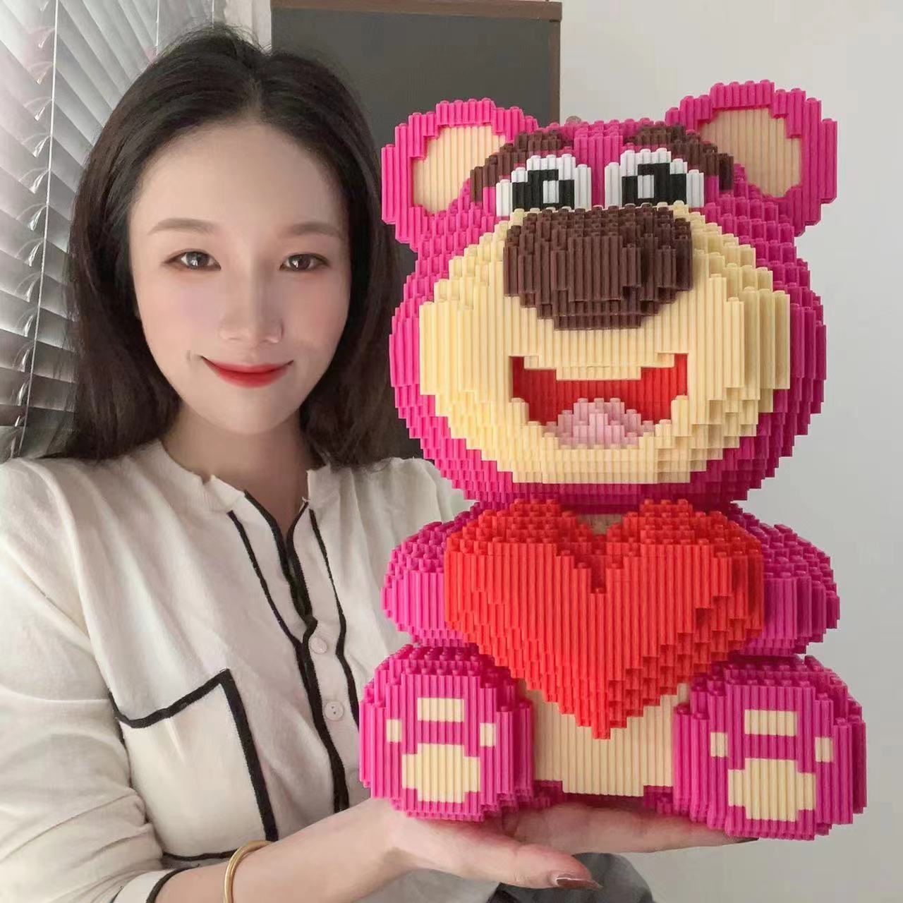 30 センチメートル特大イチゴクマブロック組立玩具小粒子 Lotso 女子学生フェスティバルギフト男の子パズルブロック