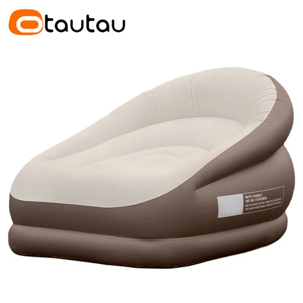 OTAUTAU 屋外インフレータブルソファフットレスト付きオットマンスツールポータブルキャンプ折りたたみ家具 Chasie ラウンジリクライニングチェア SF101