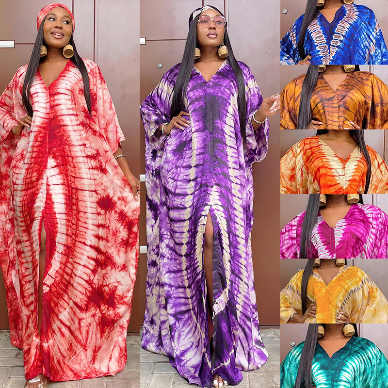 アフリカのドレス女性のための 2025 プリントスカーフロングローブカフタン分割プリントマキシドレス伝統 Vestidos Jalabiya アフリカアバヤ