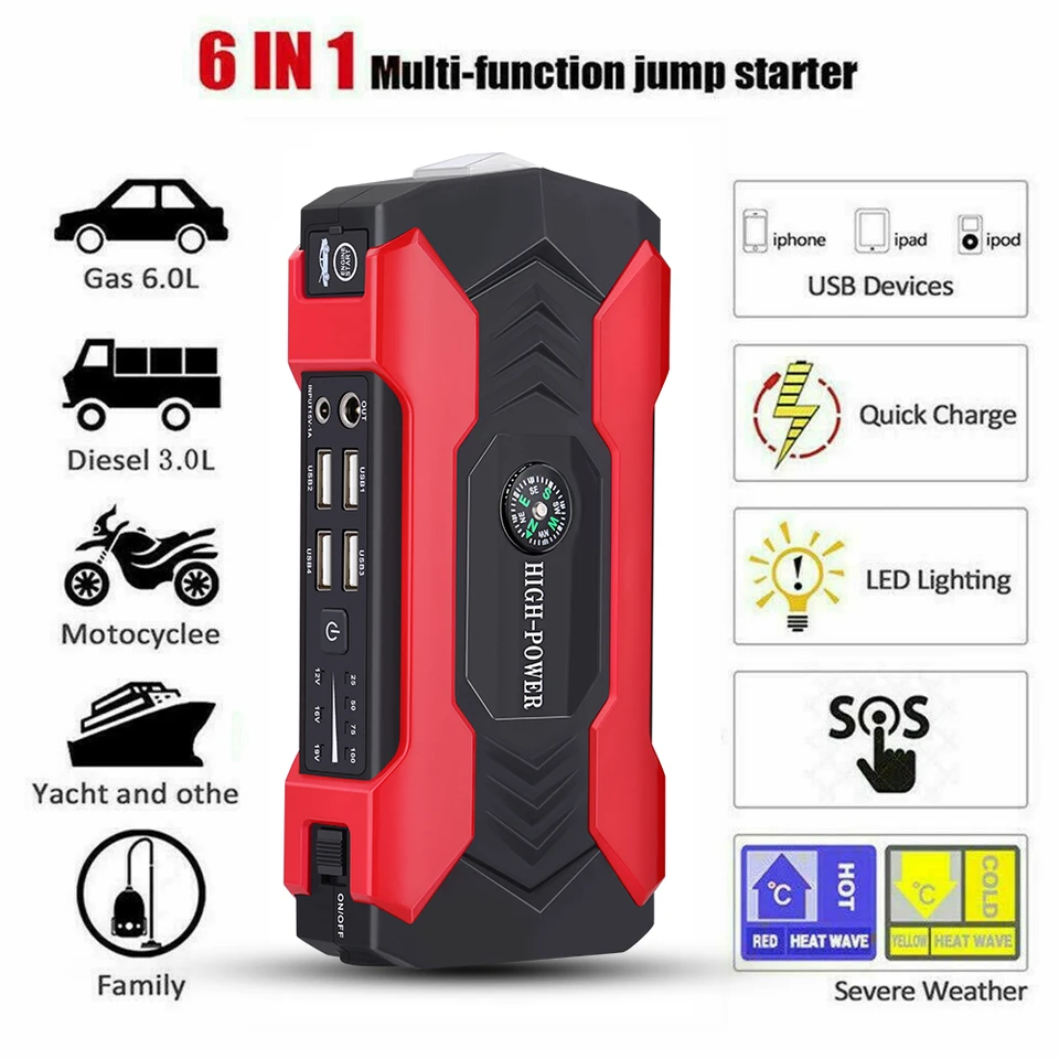 99800mAh 車のジャンプスターター 3000A 始動装置ポータブル電源銀行バッテリースターターランチャー車のブースター記事