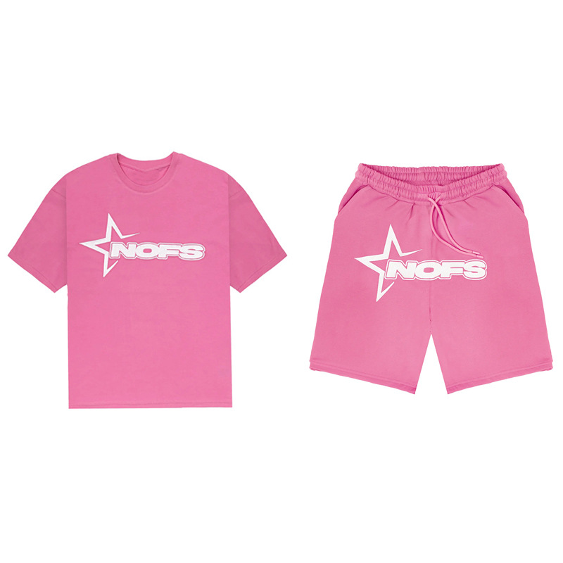男性新ファッションレターグラフィック Tシャツヒップホップパンク夏半袖アメリカンストリートトップスショーツセット Y2K 2024 紳士服