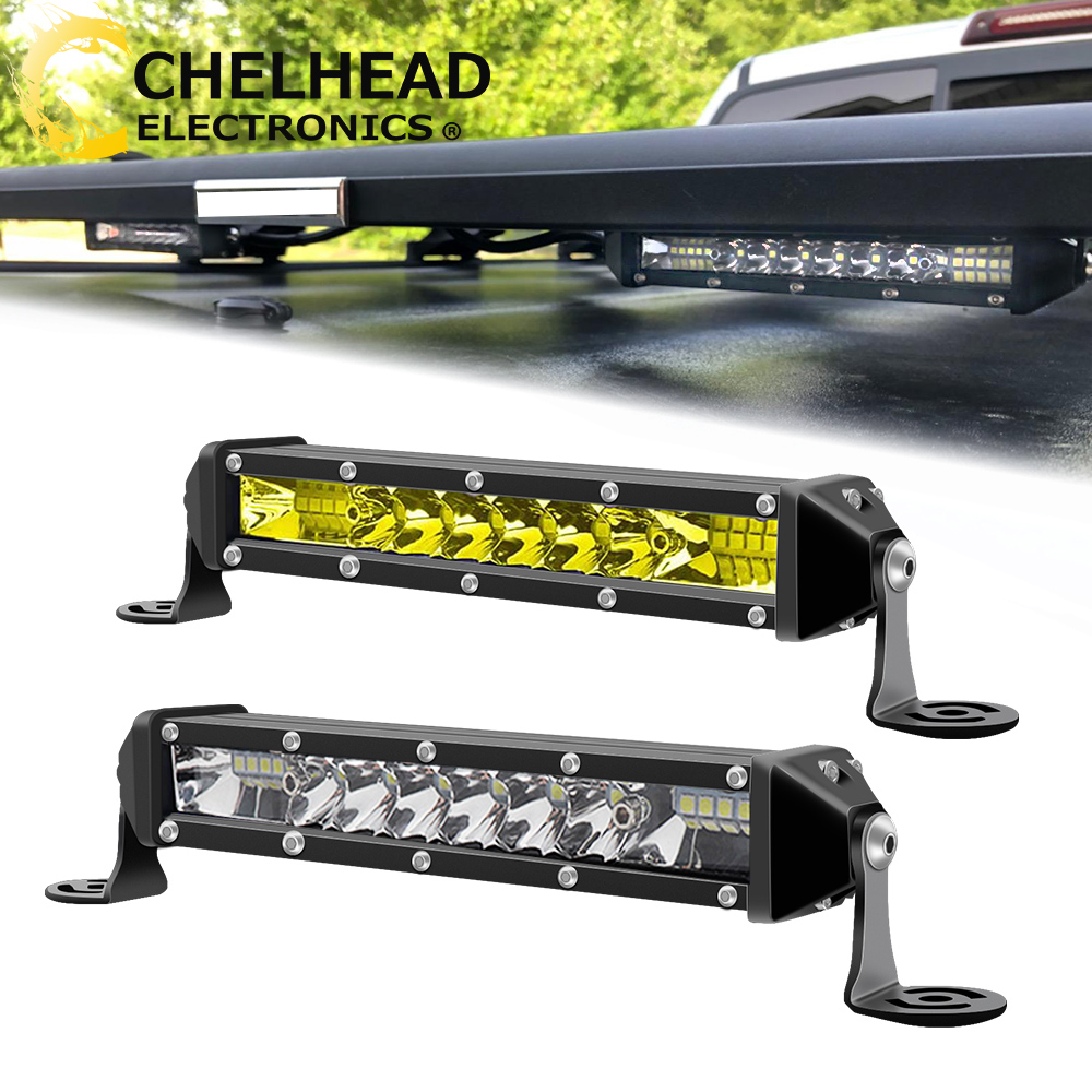 車用 Led バー 4 × 4 オフロードトラックドライビングライト 12V 24V フォグワークライト 7 インチ単列ライトバー UTV ATV SUV ボートトラクター