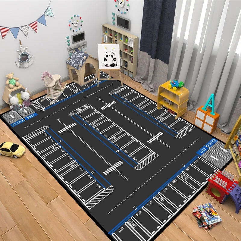 子供用駐車場テーマクロールカーペットリビングルームの装飾子供の寝室の家の装飾ソファカーペットノンスリップエリアラグフロアマット