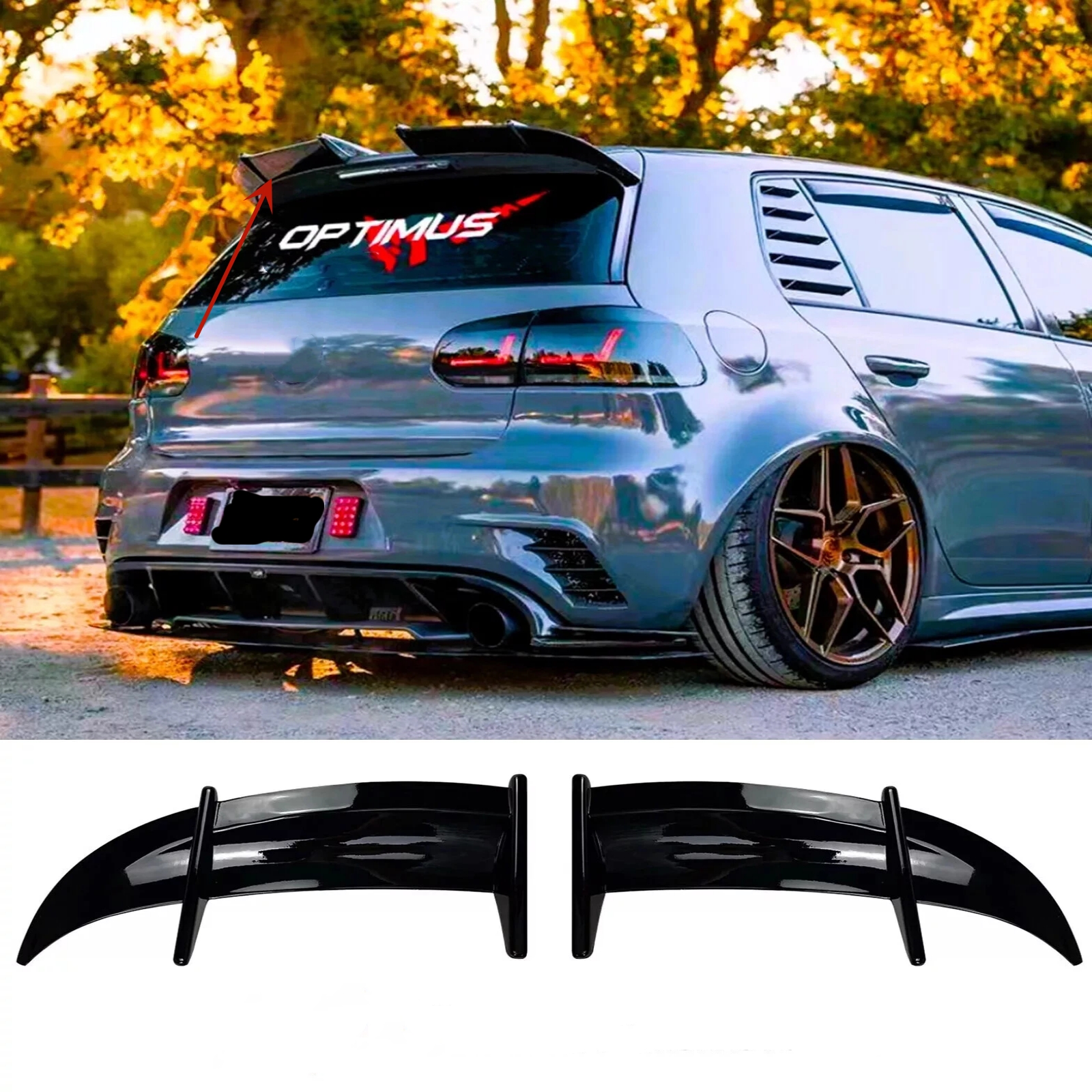 AK スタイル車のリアルーフスポイラーテールウイング VW ゴルフ MK6 GTD GTI R20 R 2008-2013 光沢のある黒のリアトランクスポイラーリップボディキット