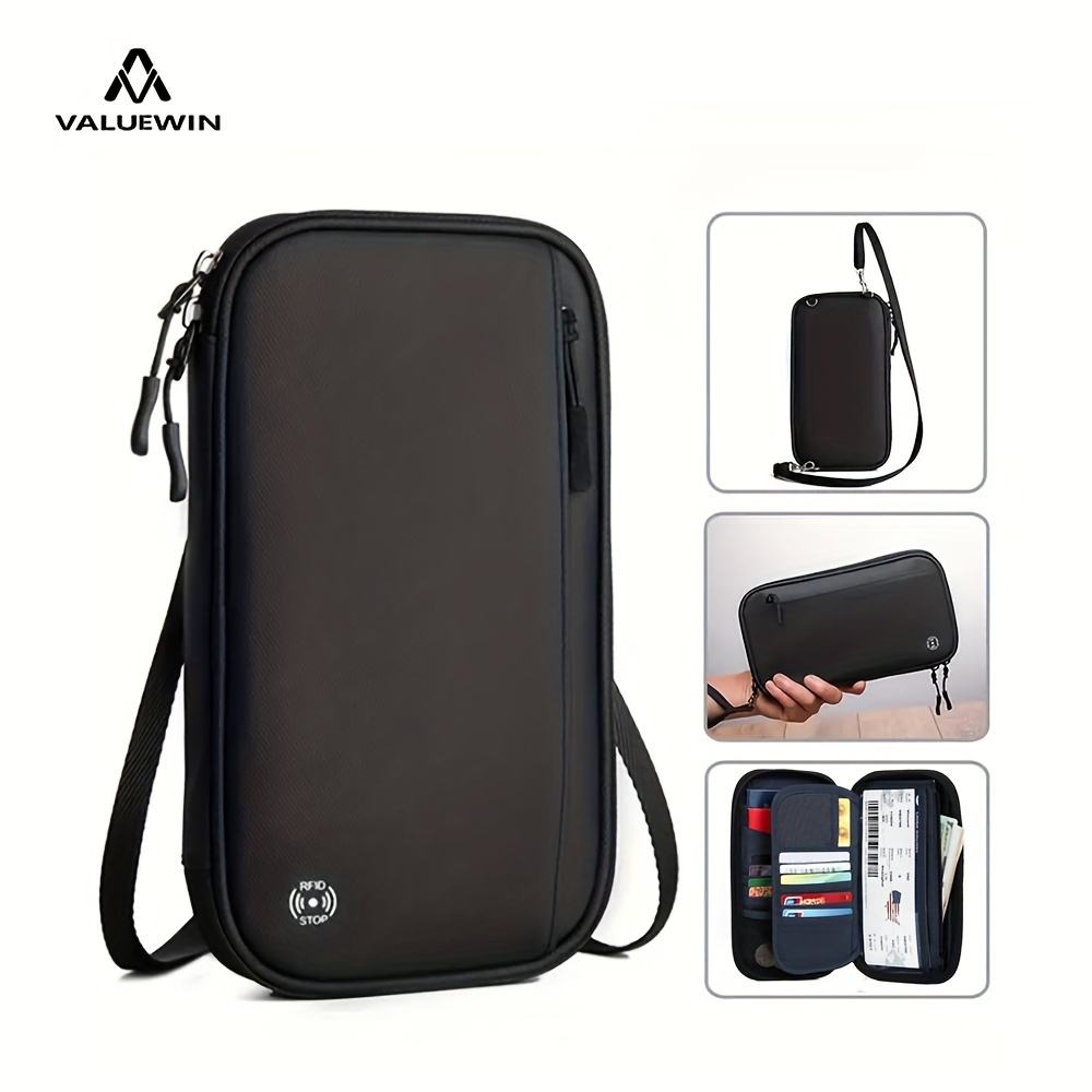 旅行財布パスポートカードホルダークロスボディショルダーオーガナイザーバッグ海外チケット文書保護カバーハンギングネックポーチ