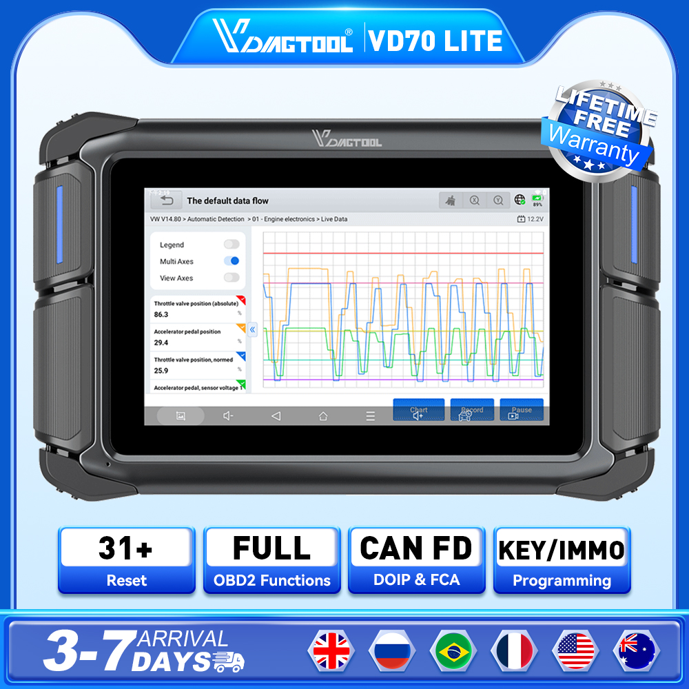 2026 VDIAGTOOL VD70 Lite 生涯無料アップデート OBD2 自動車スキャナ AI 支援 AII システム 31 リセット車診断ツール FCA