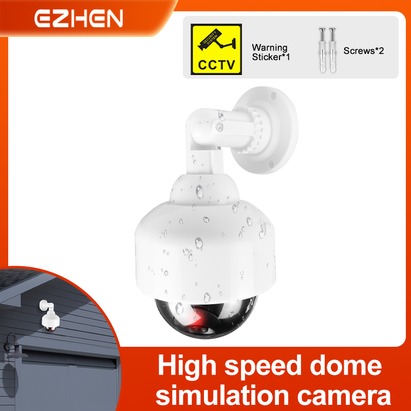 偽ダミーカメラ屋外 IP54 防雨セキュリティ監視フラッシュドームカメラ CCTV 警告ステッカー付き簡単にインストール