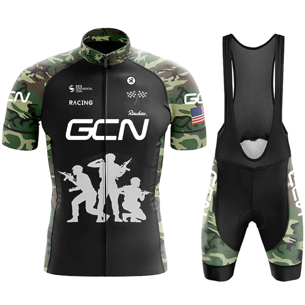 RAUDAX GCN サイクリングジャージセット夏メンズ自転車半袖サイクリング服マウンテンバイクサイクリングジャージビブショーツスーツ
