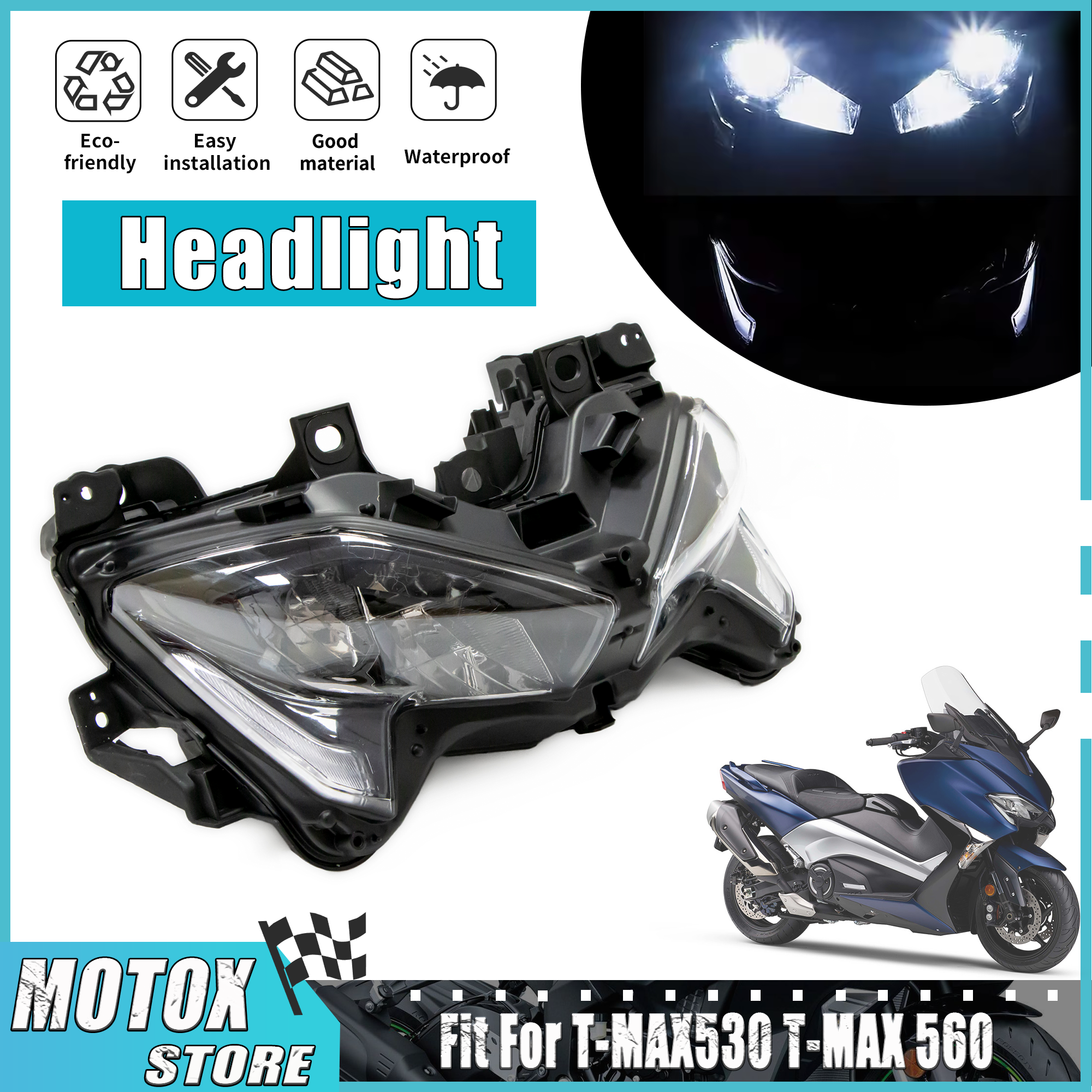 オートバイのヘッドライトアセンブリヤマハ 2017-2021 TMAX530 TMAX560 ヘッドランプ T-MAX 530 DX SX 2018 TMAX 560 テックマックス 2020
