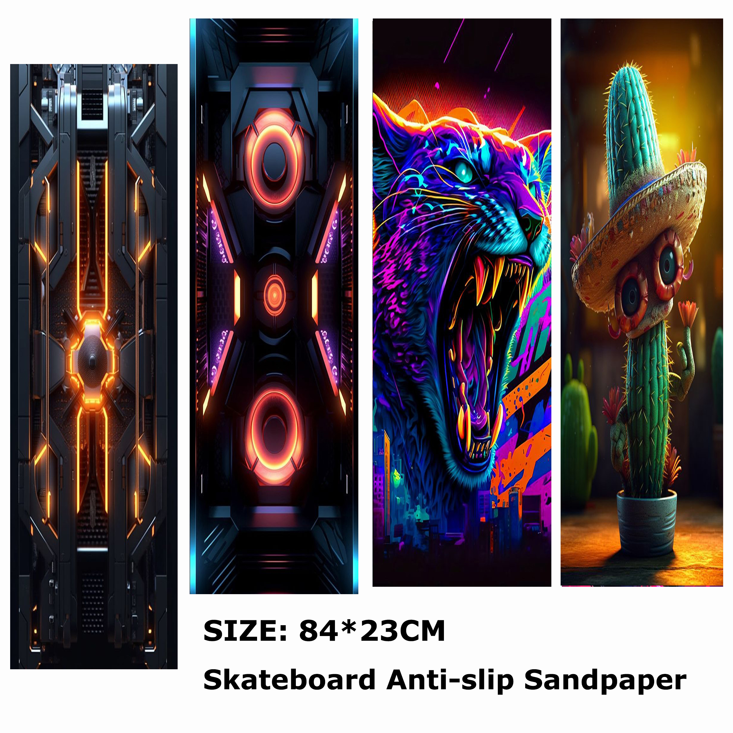 Mecha comic pattern electric scooter anti-slip sticker sandpaper skateboard anti-slip tape sheet 84*23cm