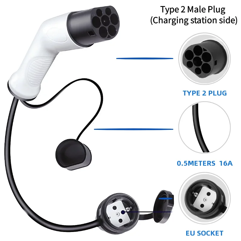 16A EV 充電器タイプ 2 から Shuko ソケット EV プラグコンバータ EVSE Chagring アダプタ電気自動車用 EV 充電器電流